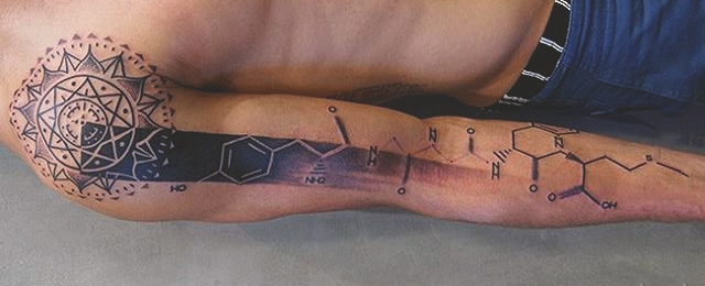Cool Chemistry Molecule Equation Tattoo On Full Sleeve