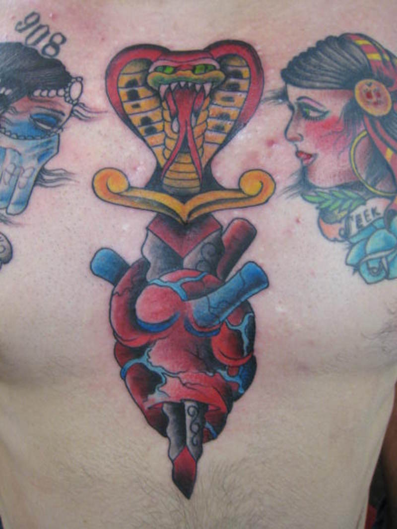 Cool Dagger In Heart Tattoo