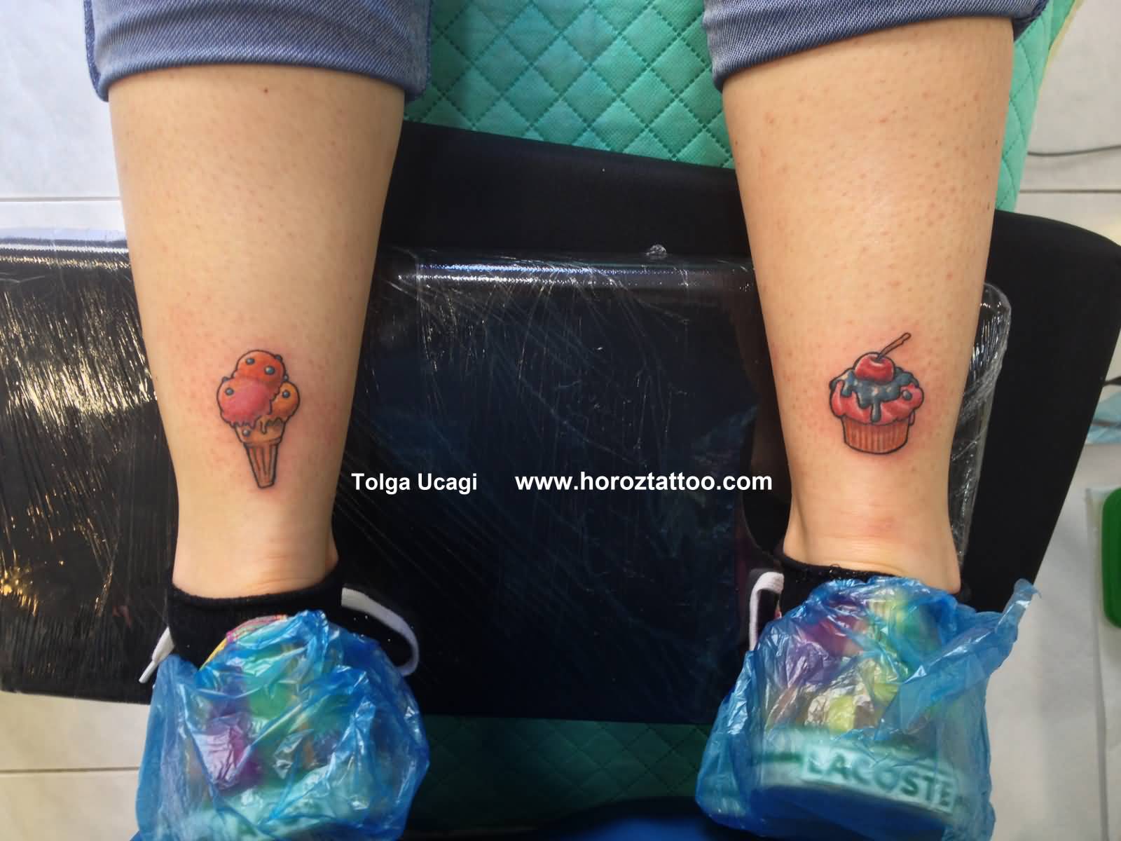 Cupcake Ice Cream Tattoo On Back Legs By Tokmakhan
