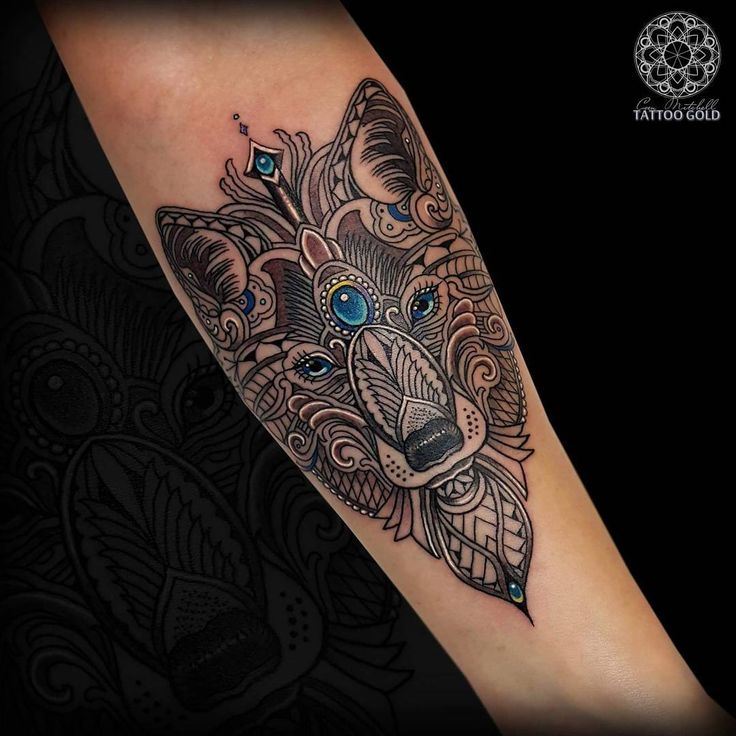 Custom Mosaic Fox Face Tattoo On Forearm