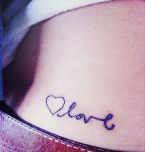 Cute Heart With Love Word Tattoo