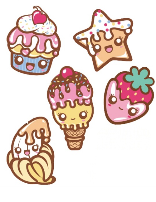 Cute Ice Cream Tattoo Samples Set