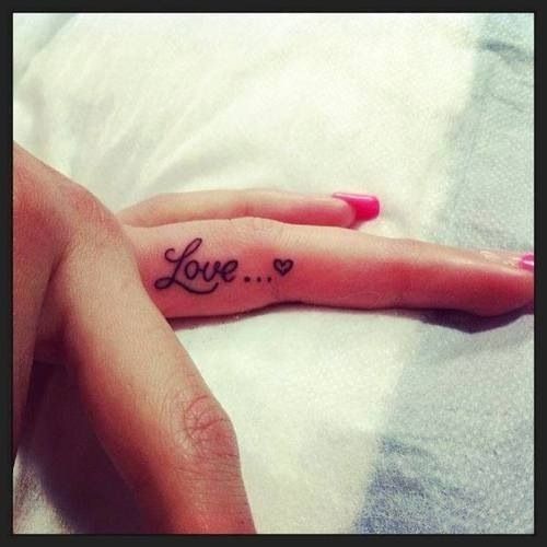 Cute Love Finger Tattoo For Girls