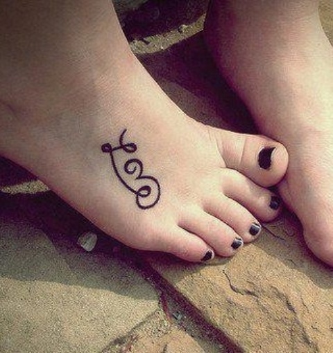 Cute Love Tattoo On Foot