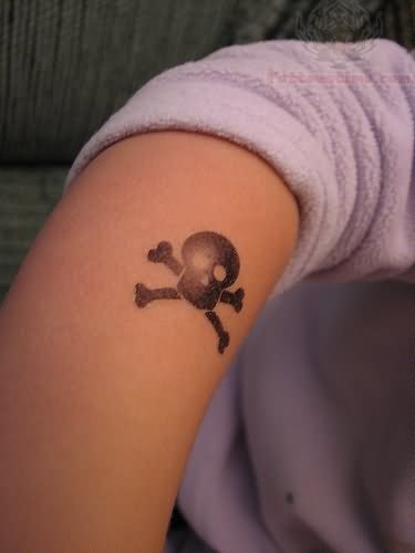 Danger Symbol Jolly Roger Tattoo On Arm