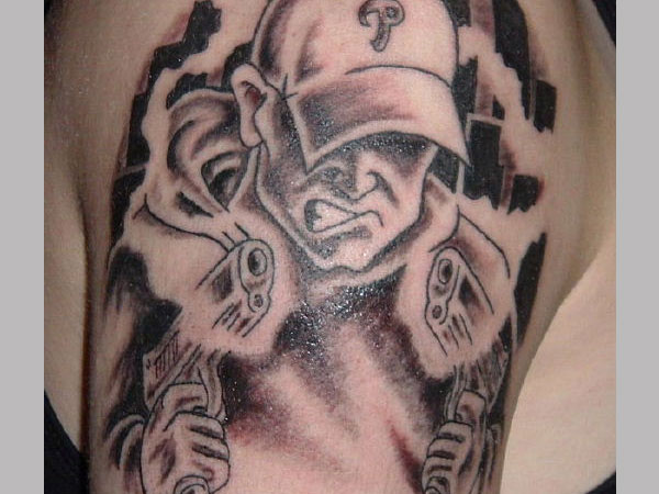 Dangerous Gangsta Tattoo On Half Sleeve