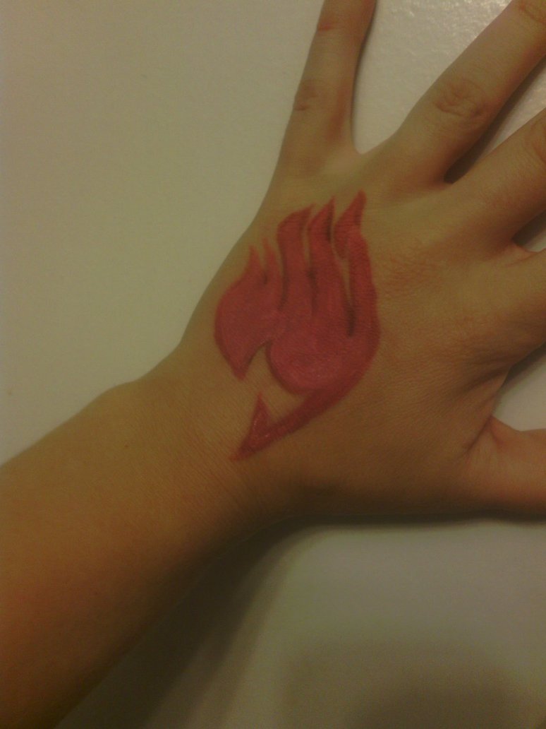 Dark Red Fairy Tail Tattoo On Hand By Haikujitsu