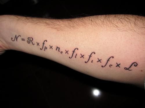 Drake Equation Formula Tattoo On Forearm