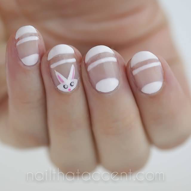 Easter Bunny Negative Space Nail Art