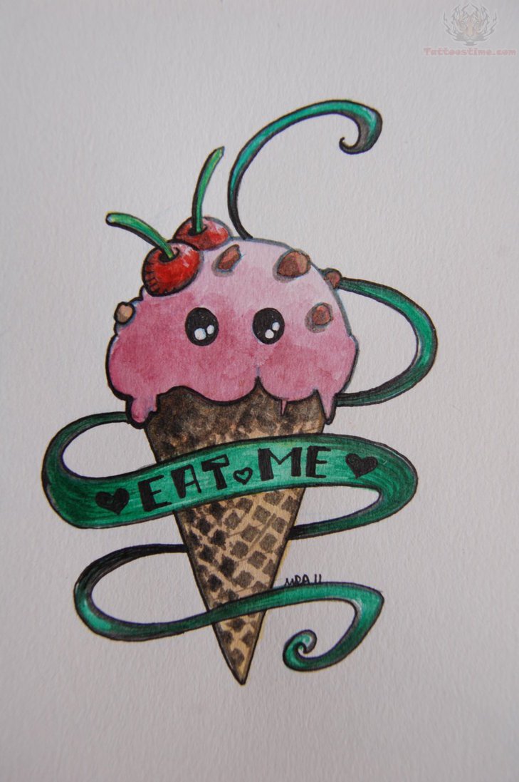 Eat Me Ice Cream Tattoo Stencil