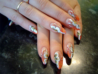 Elegant Chinese Nail Art Design Idea