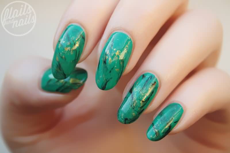 Emerald Green Nail Art Design