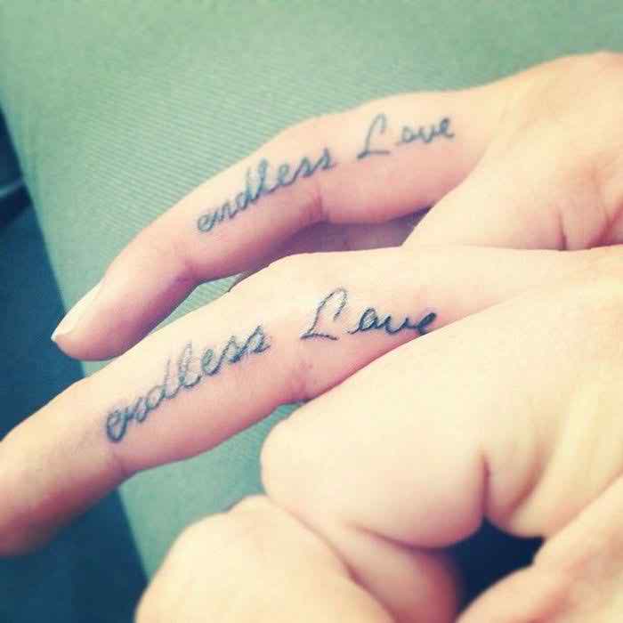 Endless Love Matching Tattoos On Fingers