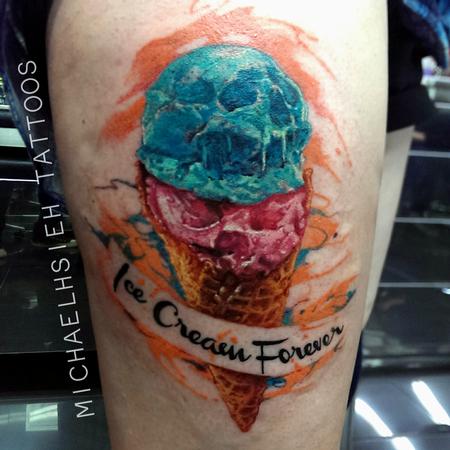 Evil Ice Cream Colorful Tattoo
