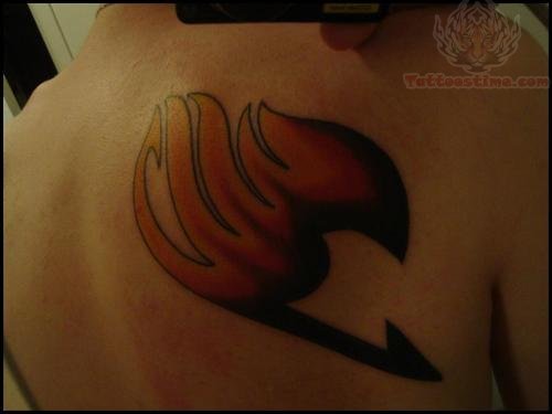 Fairy Tail Logo Tattoo On Upper Back