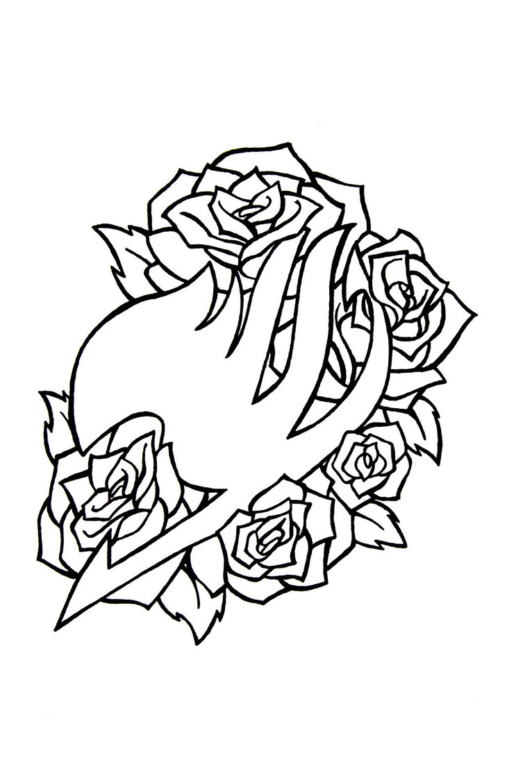 Fairy Tail Outline With Rose Flowers Tattoo Design By AlishaArt