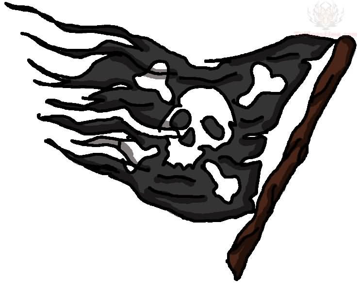 Flying Pirate Flag Tattoo Design