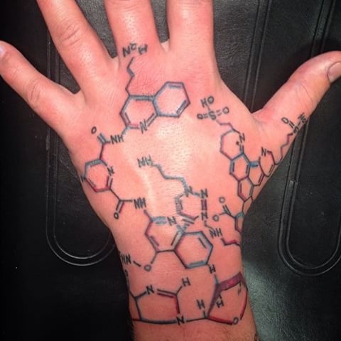 Full Hand Chemistry Equation Tattoo