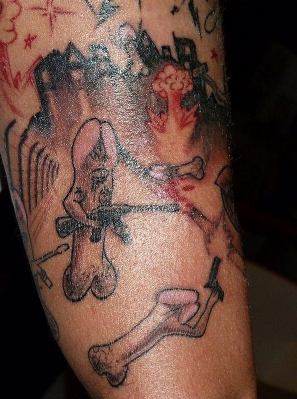 Gangsta Bones And City Tattoo.