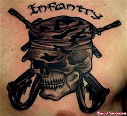 Gangsta Jolly Roger Tattoo On Chest