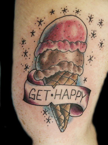 Get Happy Ice Cream Cone Tattoo