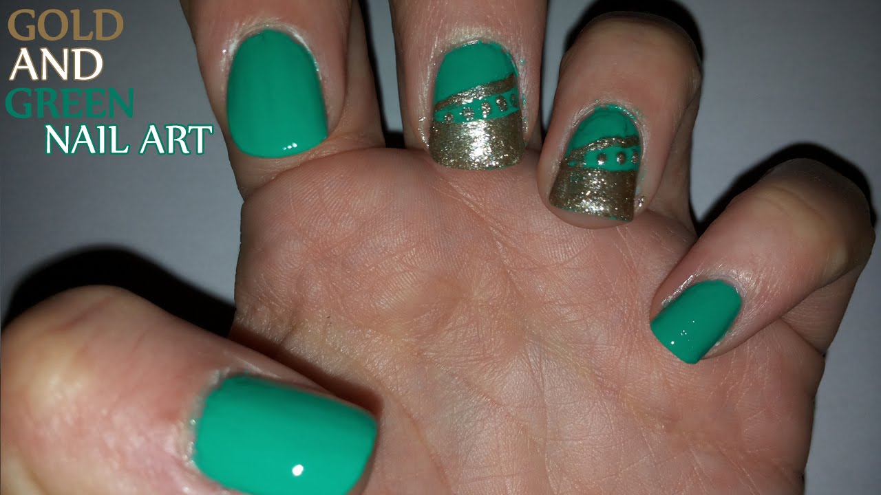 Green and Gold Nail Art - wide 6