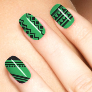 Green And Black Nail Art Design Idea
