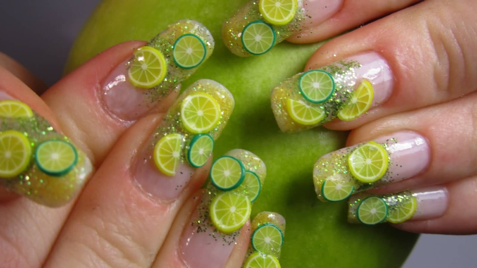 Green Lemon 3D Nail Art