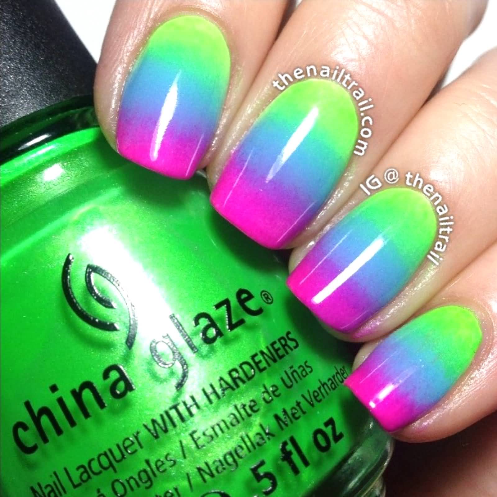 65 Best Green And Pink Nail Art Designs. lime green and blue nail designs 6...