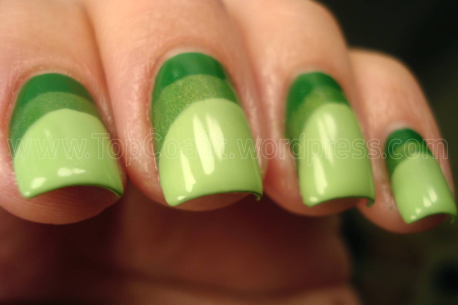 Green Shades Nail Art Design Idea