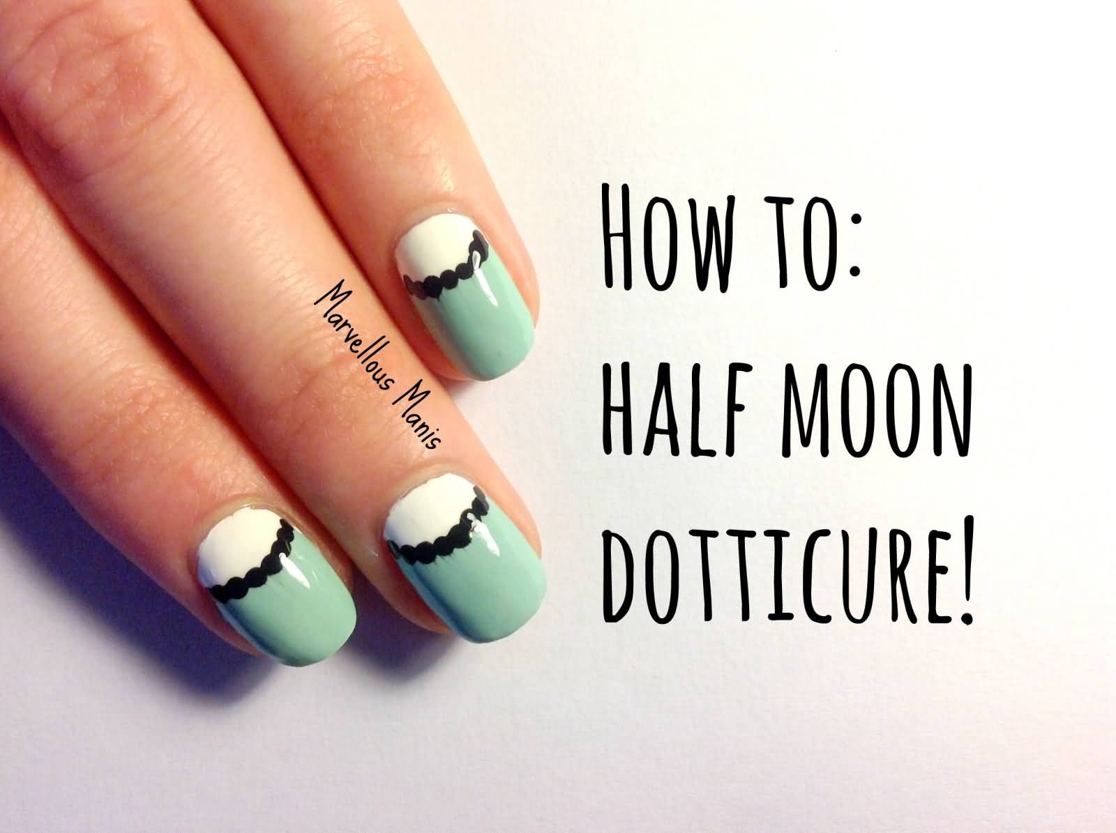 Half Moon Dotticure Nail Art Tutorial