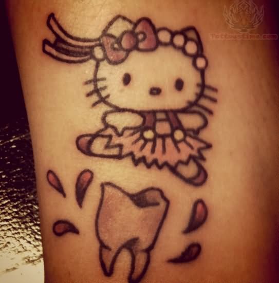 Hello Kitty And Molar Tattoo