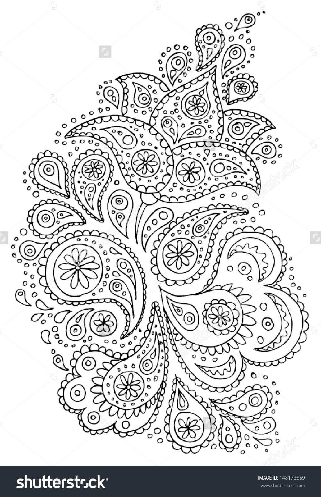 Henna Paisley Flower Pattern Tattoo Stencil
