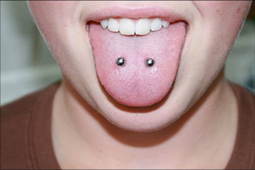 Horizontal Oral Tongue Piercing