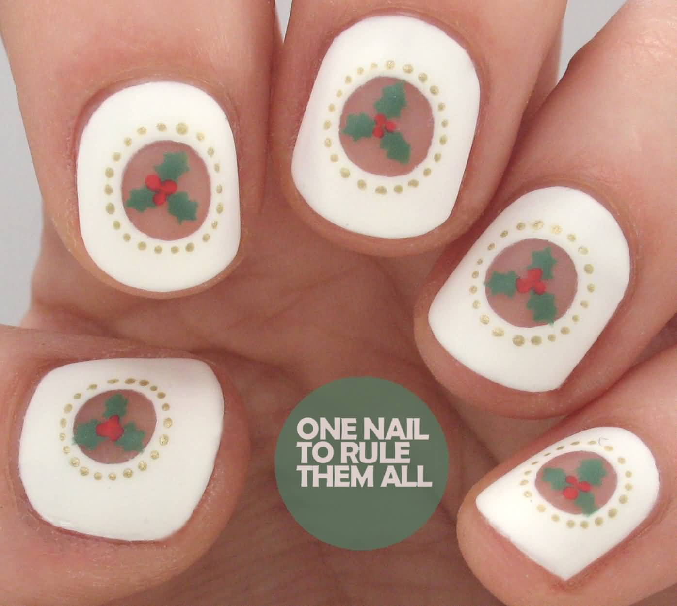 Incredible Negative Space Cherry Leaves Nail Art