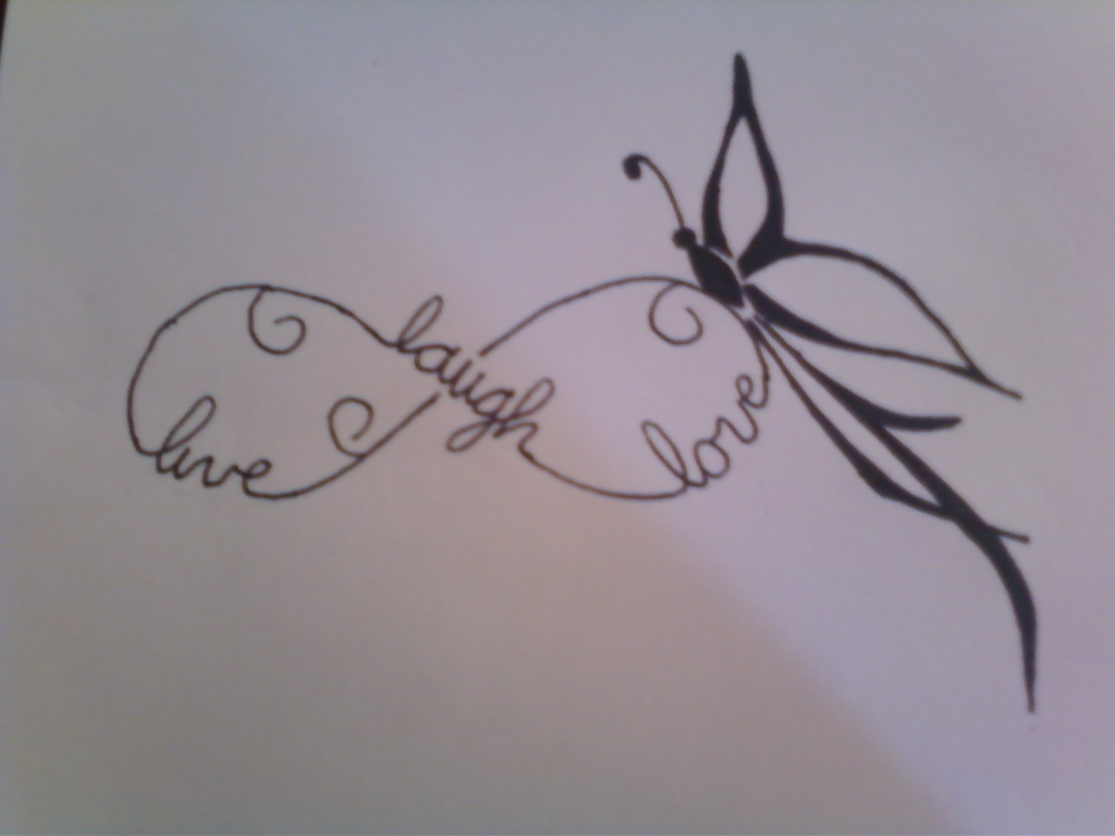 Infinity Love Laugh Live With Butterfly Tattoo Design