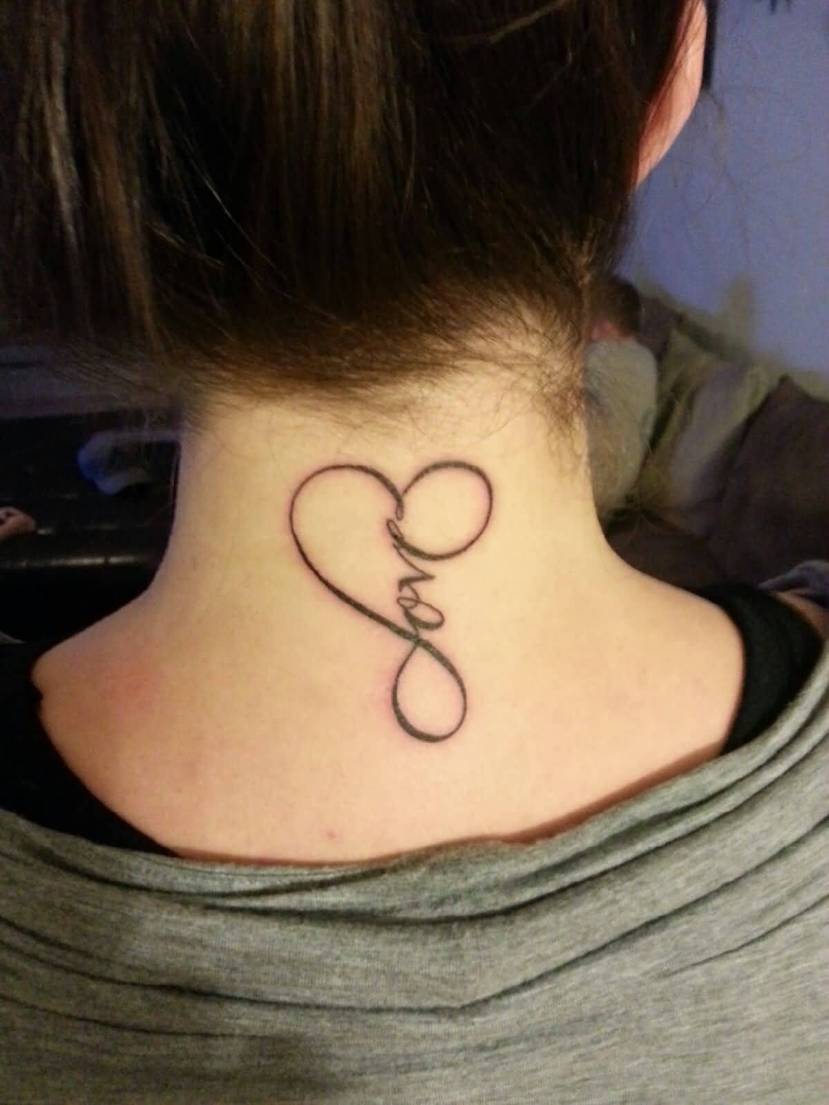 Infinity Love Tattoo On Nape For Girls