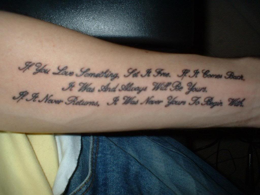 Inspiring Love Quote Tattoo On Forearm.