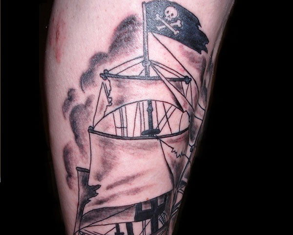 Jolly Roger Ship Tattoo