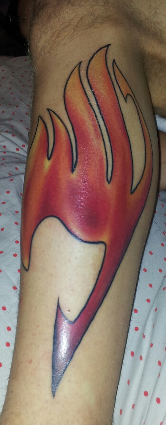 Leg Red Fairy Tail Symbol Tattoo