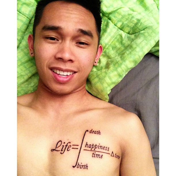 Life Equation Tattoo On Chest For Boys