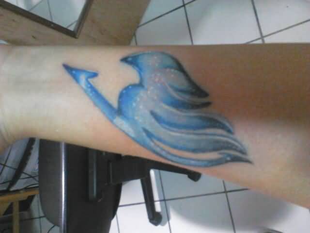 Light Blue Color Fairy Tail Tattoo On Forearm By  Jellyscarlet