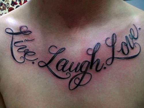 Live Laugh And Love Necklace Style Tattoo For Men