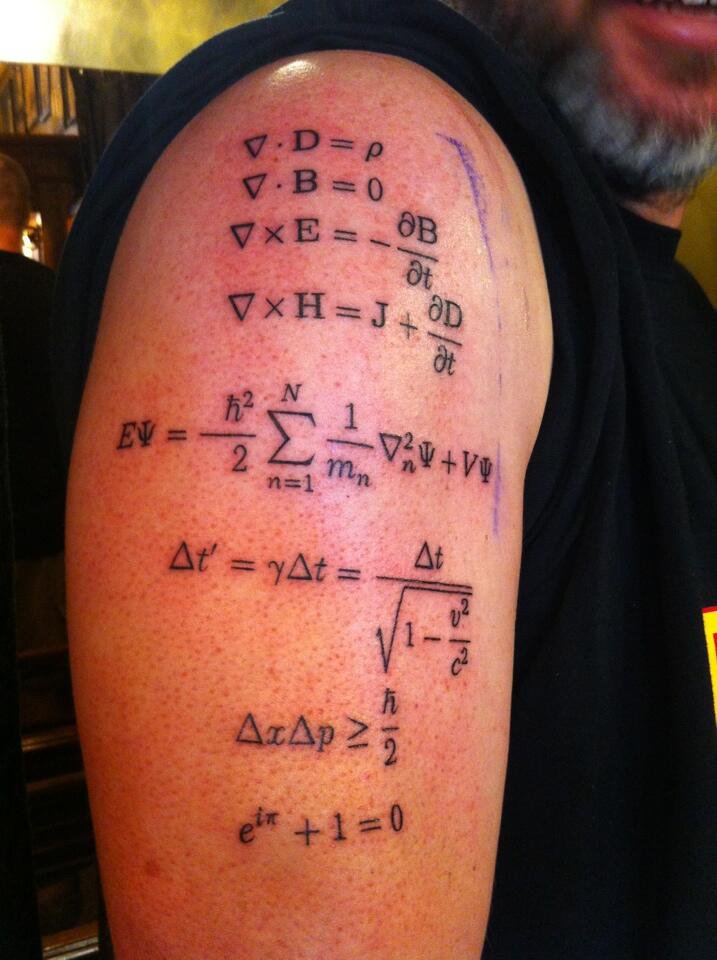 Long Equation Tattoo On Right Half Sleeve
