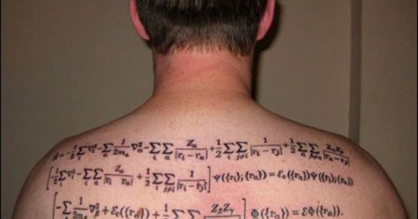 Long Equation Tattoo On Upper Back