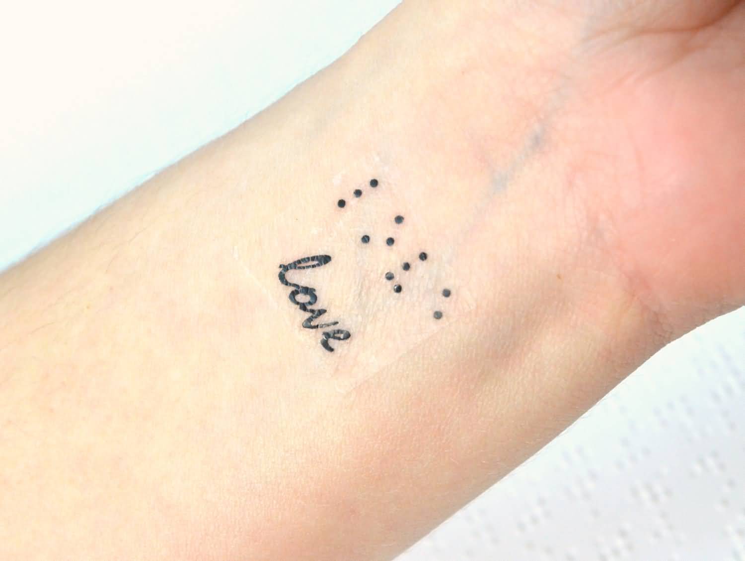 Love Braille Temporary Tattoo On Wrist