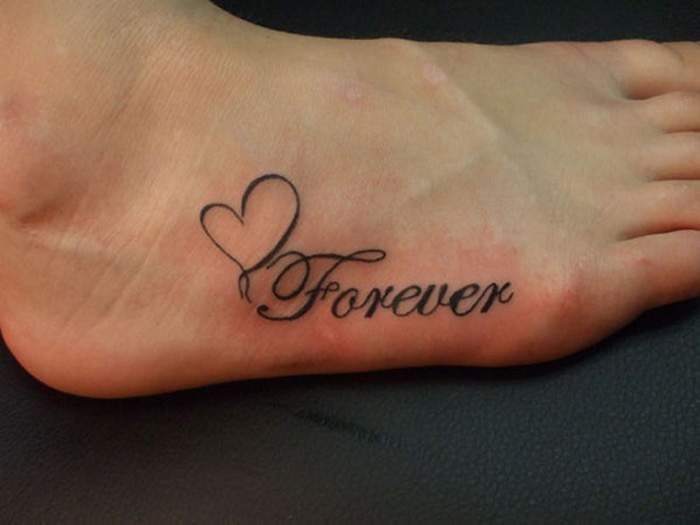 Love Forever Tattoo On Foot