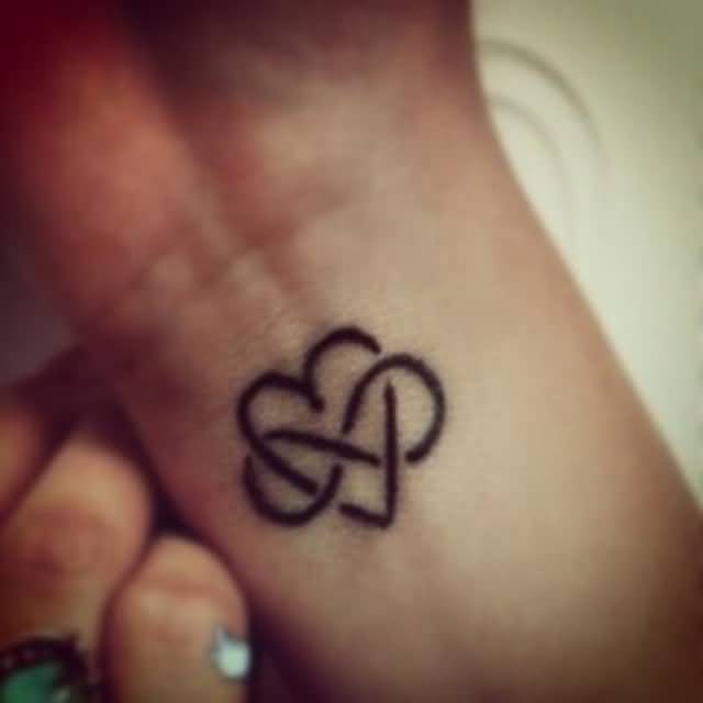 Love Heart And Infinity Tattoo On Wrist