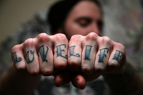Love Life Tattoo On Fingers