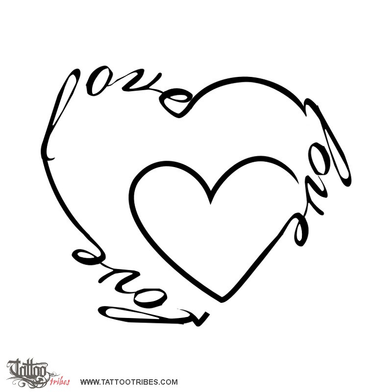 Love Love Love Heart Tattoo Design